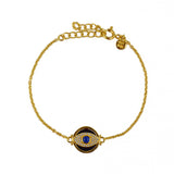 Bracelet doré médaille oeil pierre et zircons - LAPIS & ONYX