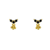 Boucles dorées 3 zircons et pampilles - ZIRCON NOIR -