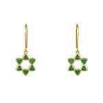 Boucles dorées étoile de David en pierre - ONYX VERTE -