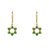 Boucles dorées étoile de David en pierre - ONYX VERTE -