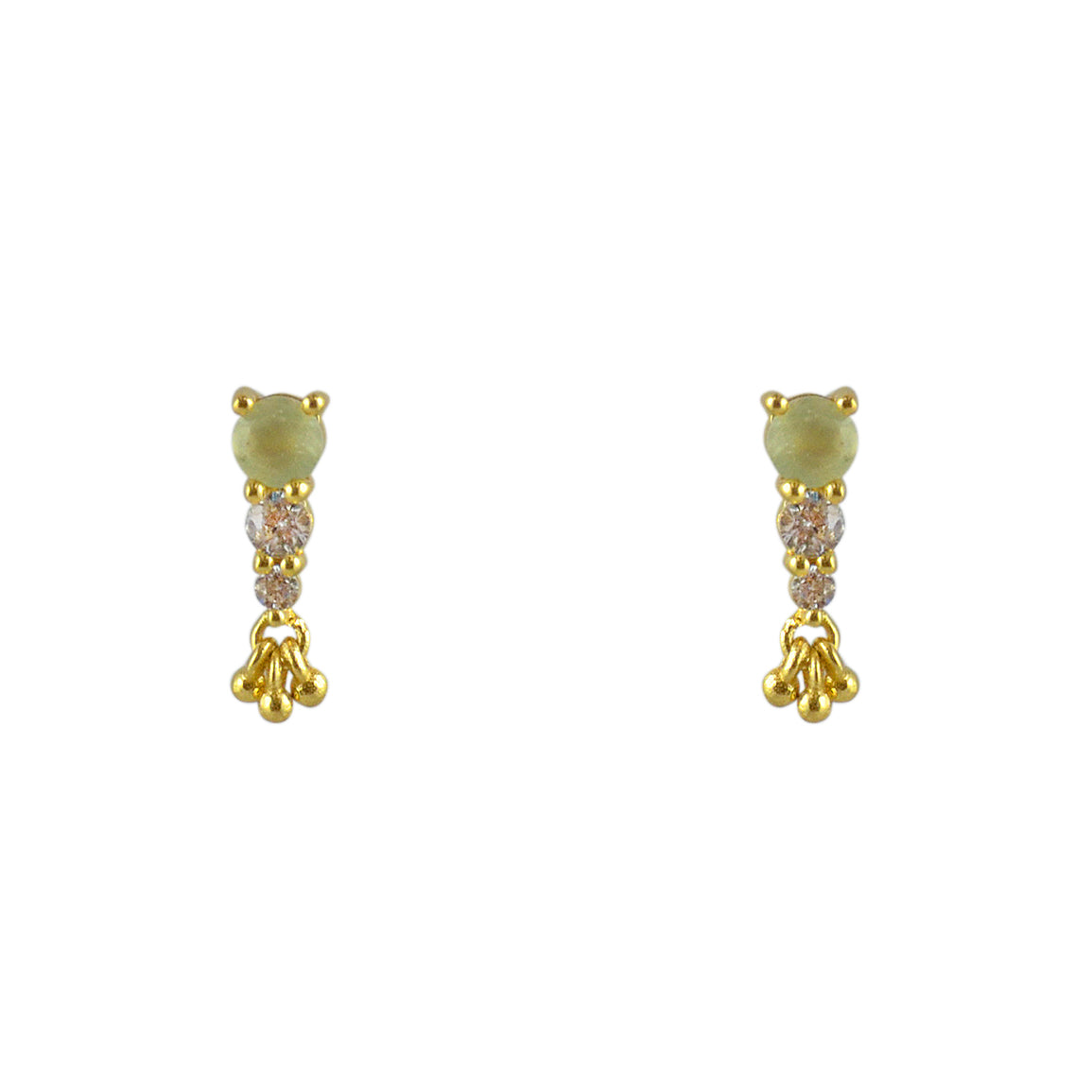 Boucles dorées trio de pierre et pampilles - PREHNITE -