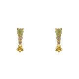 Boucles dorées trio de pierre et pampilles - PREHNITE -