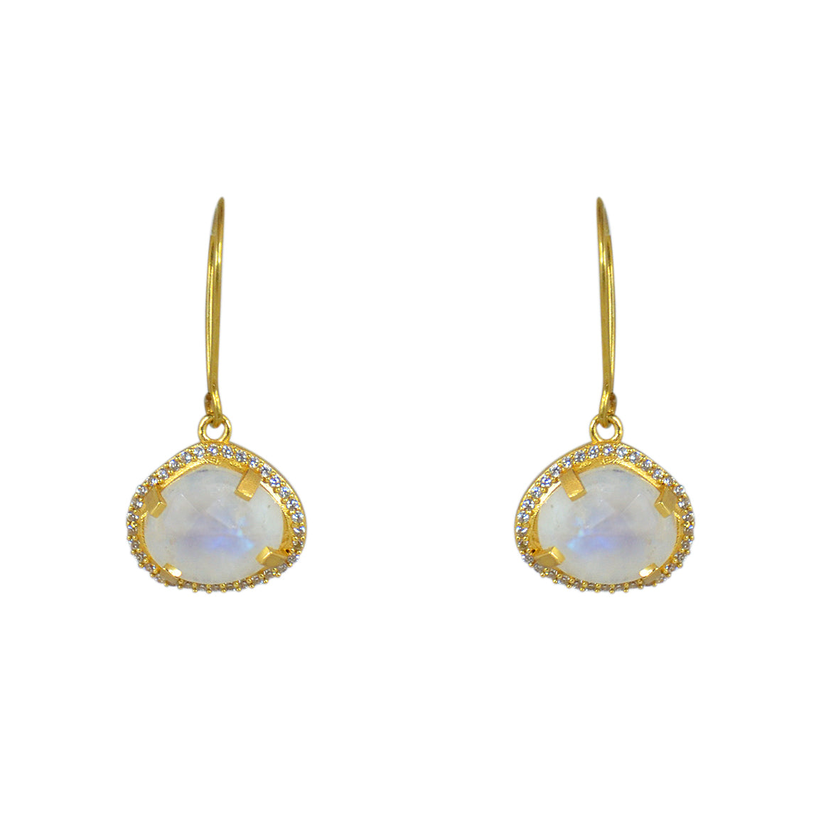 Boucles dorées pierre serti 4 griffes et zircons - PIERRE DE
