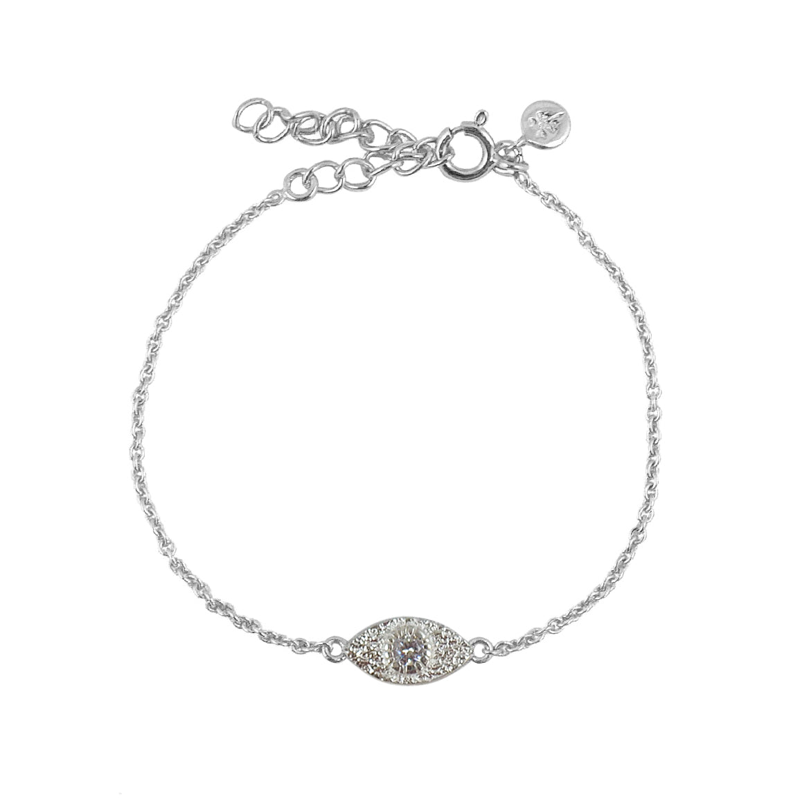 Bracelet argent 925 oeil martelé et pierre