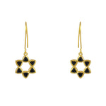 Boucles dorées étoile de David en pierre - ONYX NOIRE -