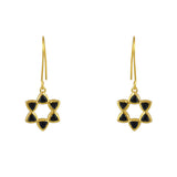 Boucles dorées étoile de David en pierre - ONYX NOIRE -