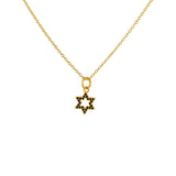 Collier doré étoile de David zircons noirs 42cm