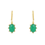 Boucles dorées pierre ovale facettée et zircons - ONYX VERTE