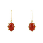 Boucles dorées pierre ovale facettée et zircons - ONYX ROUGE