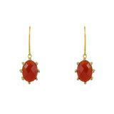 Boucles dorées pierre ovale facettée et zircons - ONYX ROUGE