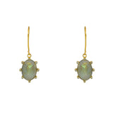 Boucles dorées pierre ovale facettée et zircons -