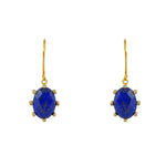 Boucles dorées pierre ovale facettée et zircons - LAPIS -