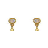 Boucles dorées pierre zircons et pampille - PIERRE DE LUNE -