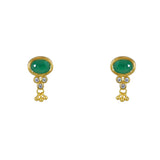 Boucles dorées pierre zircons et pampille - ONYX VERTE -