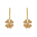 Boucles dorées trèfle et zircons