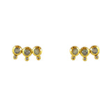 Boucles dorées puces trois pierres et zircons - LABRADORITE