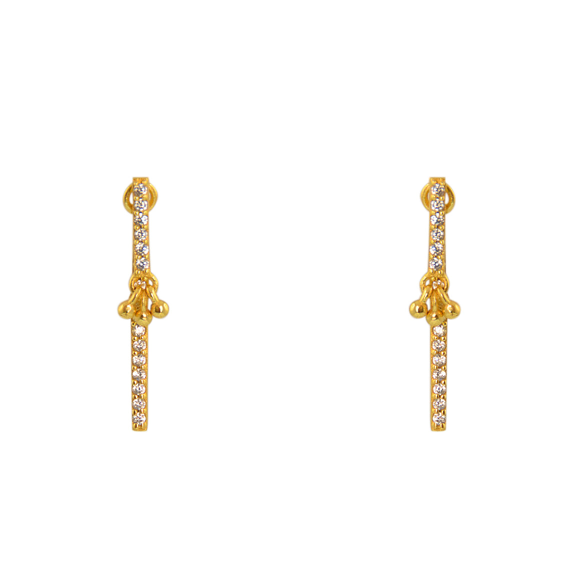 Boucles dorées barres et zircons - ZIRCON BLANC
