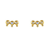 Boucles dorées puces trois pierres et zircons - PIERRE DE