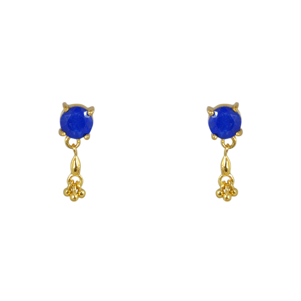Boucles dorées pierre ronde et pampille - LAPIS - Boucles