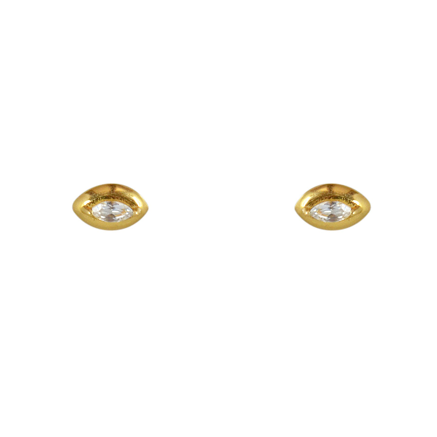 Boucles dorées petit oeil en pierre - ZIRCON - Boucles