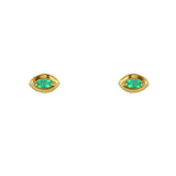 Boucles dorées petit oeil en pierre - ONYX VERTE - Boucles
