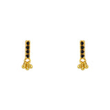 Boucles dorées barre zircons et pampille - ZIRCON NOIR