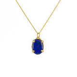 Collier doré et pierre ovale sertie 4 griffes - LAPIS -