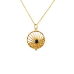 Collier doré médaille astres soleil et pierre - ONYX NOIRE