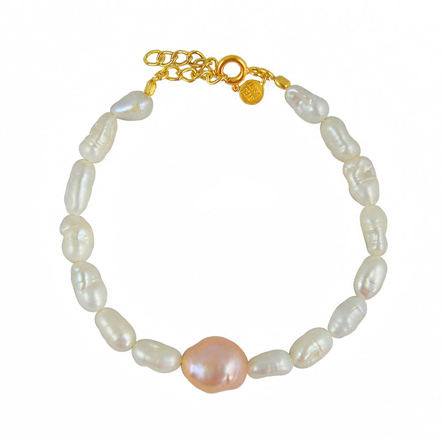 Bracelet perles de culture blanches et rose - Bracelets