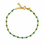Bracelet duo de pierres et perles dorées - ONYX VERTE &