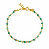 Bracelet duo de pierres et perles dorées - ONYX VERTE &