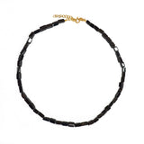 Collier doré avec onyx noire taillée en rectangle 42 cm