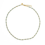 Collier doré duo de pierres et couronnes dorées 42 cm