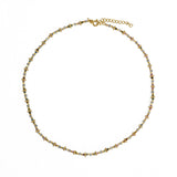 Collier doré duo de pierres et couronnes dorées 42 cm