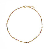 Collier doré duo de pierres et couronnes dorées 42 cm