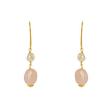 Boucles dorées pierre et perle - QUARTZ ROSE - Boucles