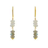 Boucles dorées duo de pierres en disques - PIERRE DE LUNE &