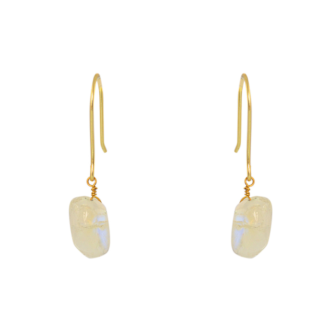 Boucles dorées pierre naturelle et fil doré - PIERRE DE LUNE