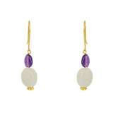 Boucles dorées duo de pierres - AMETHYST & PIERRE DE LUNE -
