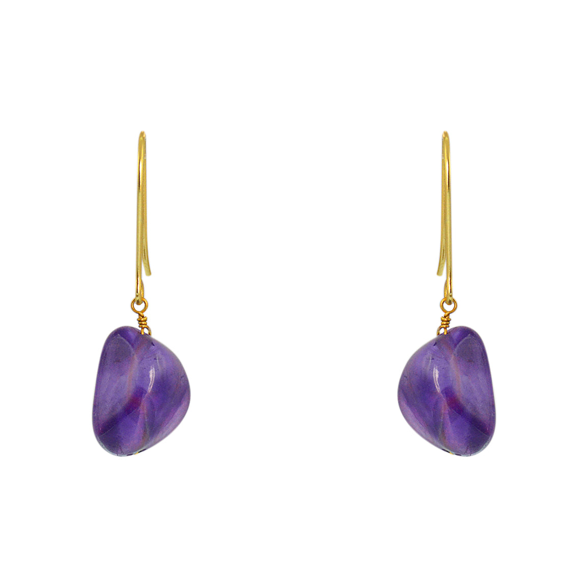 Boucles dorées pierre naturelle et fil doré - AMETHYST