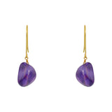 Boucles dorées pierre naturelle et fil doré - AMETHYST