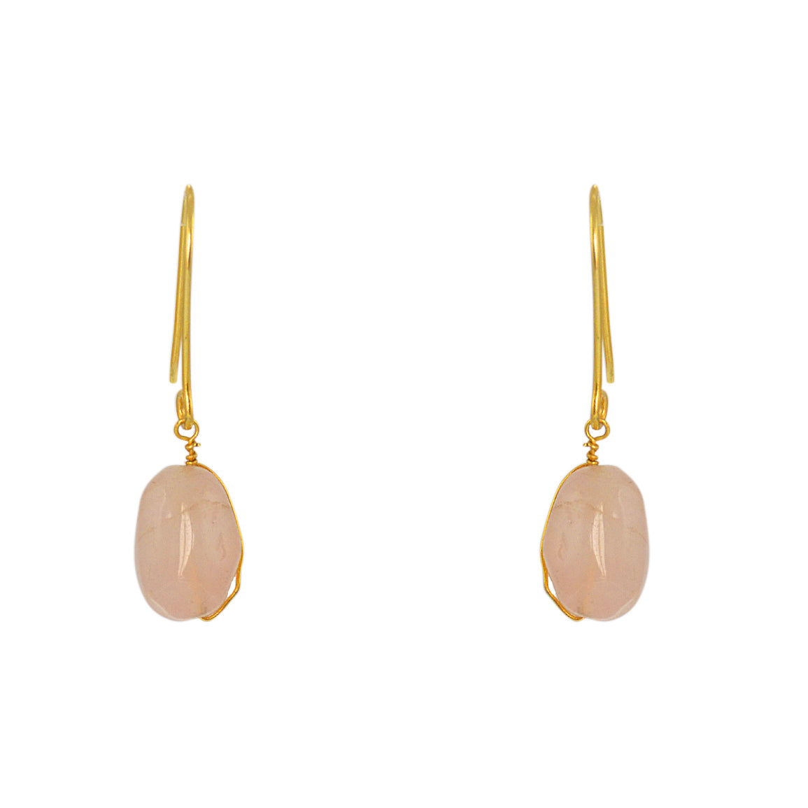 Boucles dorées pierre naturelle et fil doré - QUARTZ ROSE