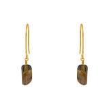 Boucles dorées pierre naturelle et fil doré - QUARTZ FUMÉ