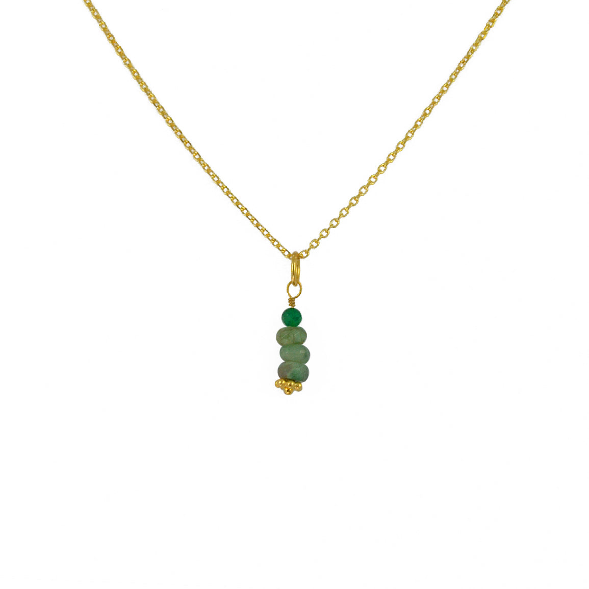 Collier doré et pendentif 4 pierres facettées - ONYX VERTE
