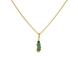 Collier doré et pendentif 4 pierres facettées - ONYX VERTE