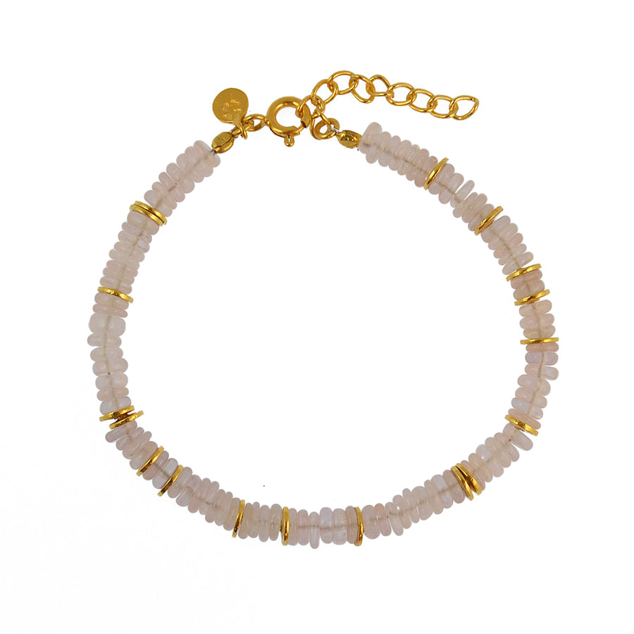 Bracelet doré et pierres heishi - QUARTZ ROSE - Bracelets