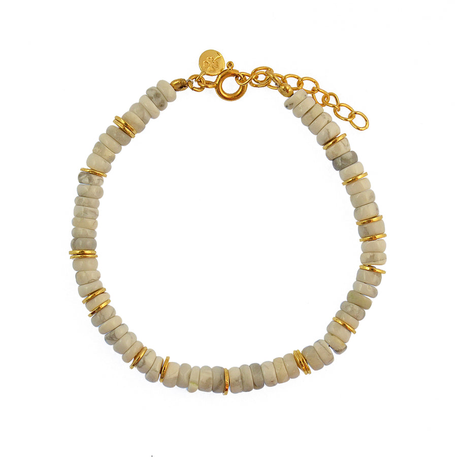 Bracelet doré et pierres heishi - HOWLITE - Bracelets