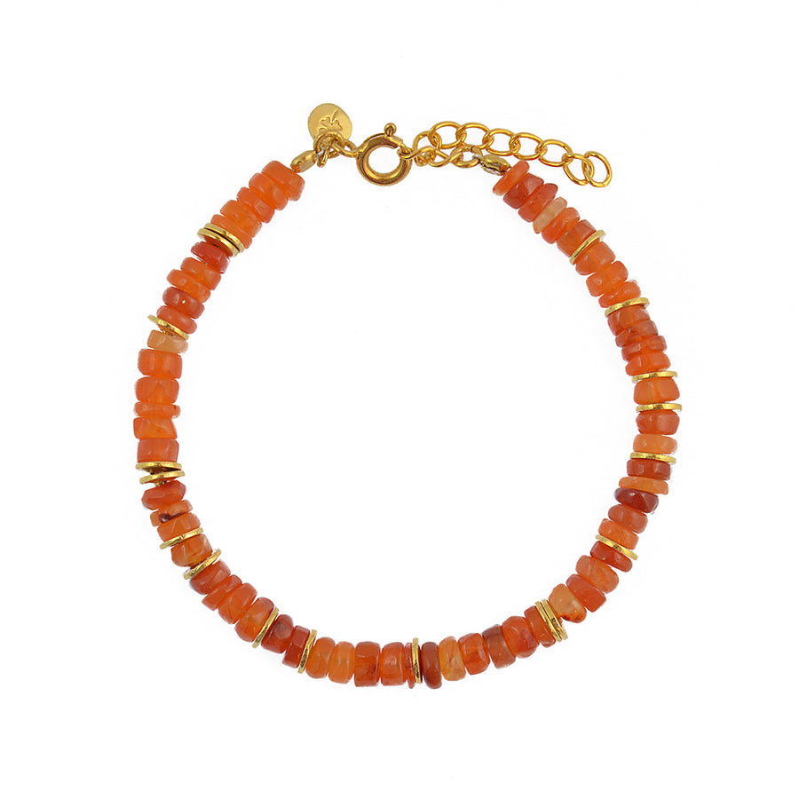 Bracelet doré et pierres heishi - CORNALINE - Bracelets