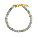 Bracelet doré et pierres heishi - OPALE BLEUE - Bracelets