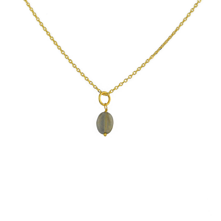 Collier doré et pendentif petite pierre - LABRADORITE -
